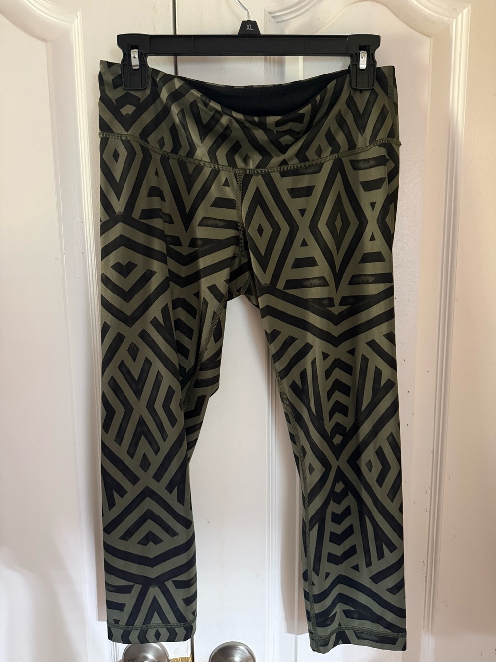 lululemon athletica Olive Green and Black Geometric Leggings